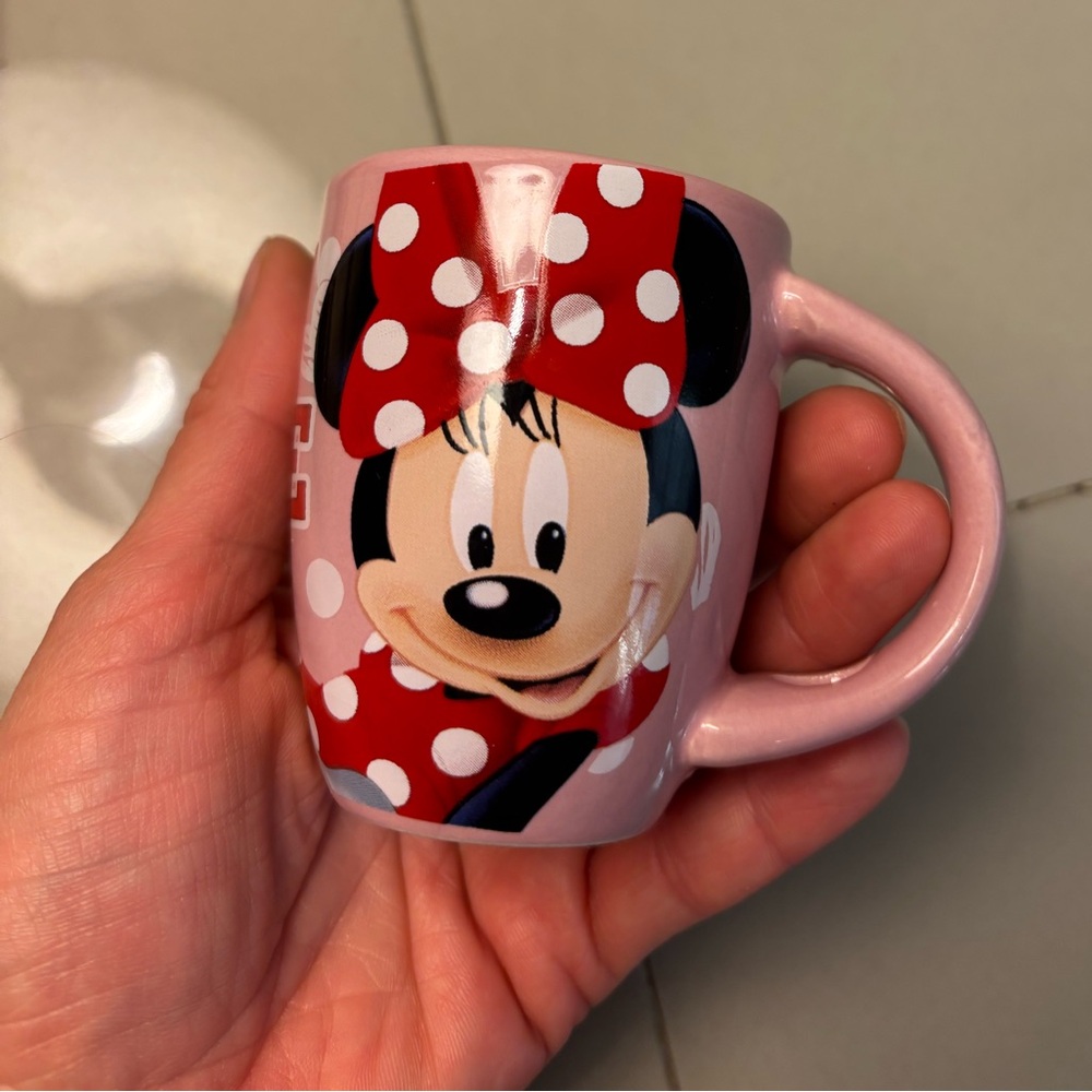 Disney Mug by Jerry Leigh Minnie Mouse Pink Coffee Tea Cup Red Bow